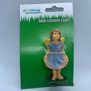 New IN PACKAGING Trueliving Outdoors Mini Garden Fairy Blue Dress Standing Fairy